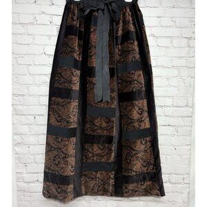 Vtg Mr HANK 70’s Patchwork Black Brown Velvet  Lined Maxi Skirt M
